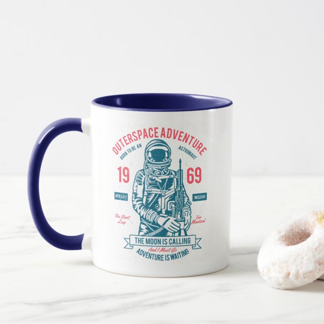 Taza Hombre del Apolo 11 en la luna 1969 (Con donut)