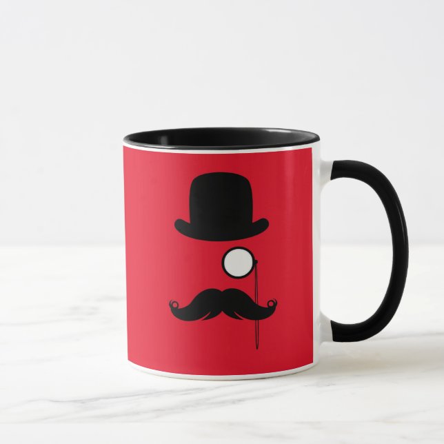 Taza Hombre del bigote en fondo rojo (Derecha)