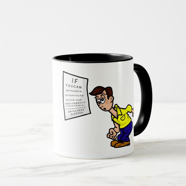 Taza Hombre Gracioso Intentando Leer Mug Gráfico Ocular (Anverso derecho)