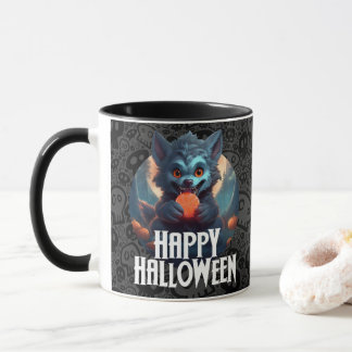 Taza Hombre Lobo Comiendo Dulces Feliz Halloween