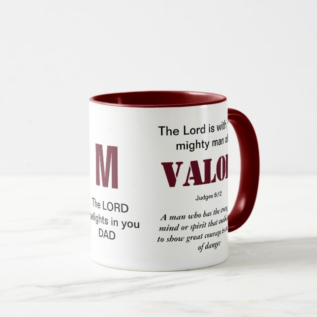 Taza HOMBRE MALO DEL Monograma Rojo Cristiano VALOR (Anverso derecho)