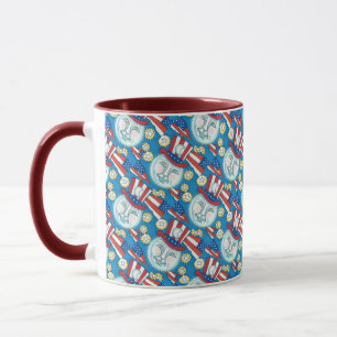 TAZA HOMBRE PATRIÓTICO DE ARTE FOLK EN LA LUNA
