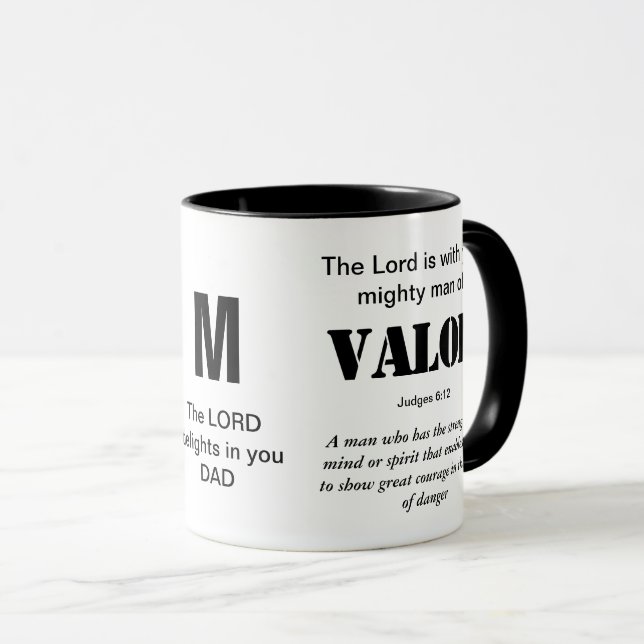 Taza HOMBRE PODEROSO DEL Monograma Cristiano VALOR (Anverso derecho)