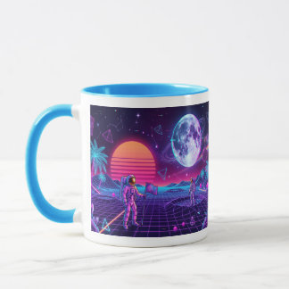 Taza Hombres del espacio Vaporwave Synthwave 90s Retro