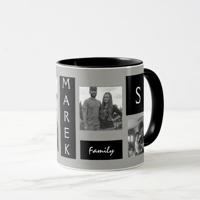 Taza Hombres grises negros cones monograma de la foto (Anverso derecho)