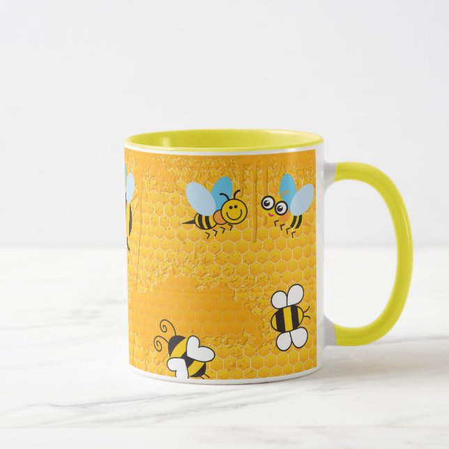 Taza Honeycomb y Personalizado Bee Ringer Mugs (Derecha)