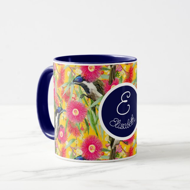 Taza Honeyeater con cara azul personalizable (Anverso izquierdo)