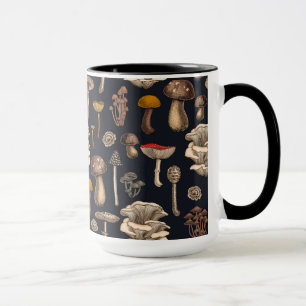 Taza Hongos salvajes sobre negro de grafito