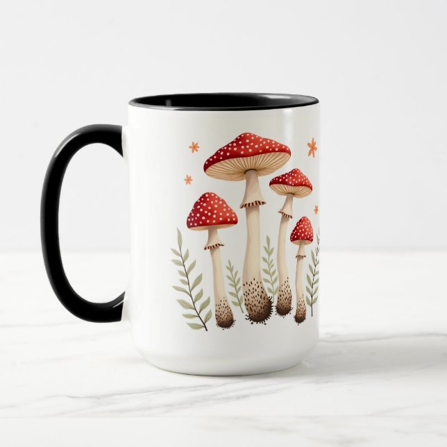 Taza Hongos y elementos botánicos vibrantes de la mosqu (Izquierda)