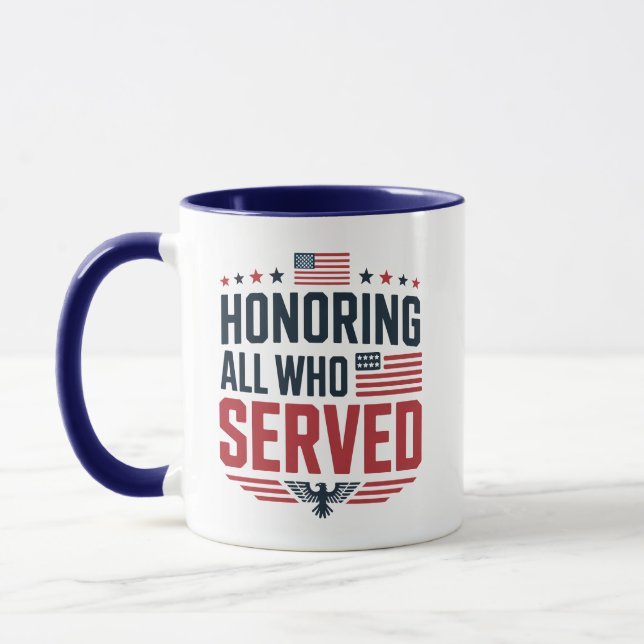 Taza Honoring All Who Served | Veterans Day Thank You (Izquierda)