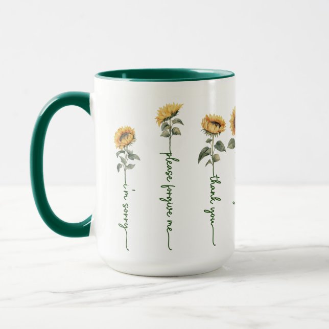 Taza Ho'oponopono Sunflowers Mug, 15 oz (Izquierda)