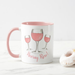 Taza ¡Hooray, Rosé! Vidrio de vino rosa rosa Rubor