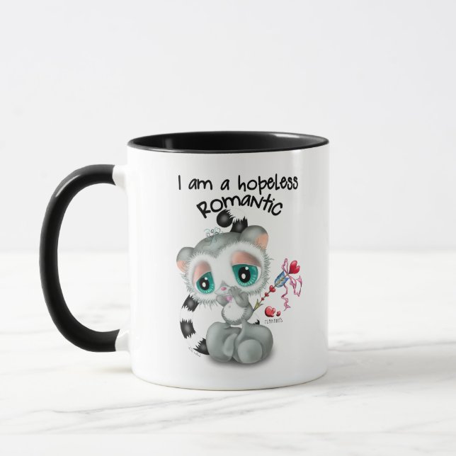 Taza Hopeless romantic adorable Lemur - hand-drawn (Izquierda)