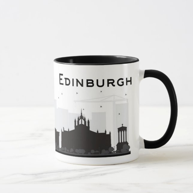 Taza Horizonte blanco y negro de Edimburgo Escocia el | (Derecha)