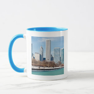 Taza Horizonte de Chicago a través del lago Michigan