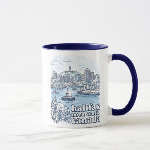 Taza Horizonte de Halifax Canadá Simple Azul Ciudad