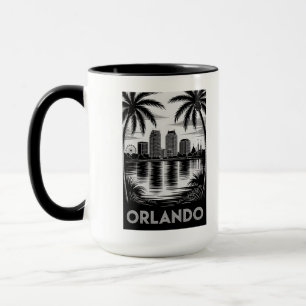 Taza Horizonte de Orlando en negro y blanco con Lake Eo
