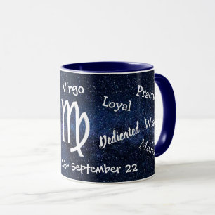 Taza Horoscopio Rasgos de Rótulo Virgo Negro y Blanco