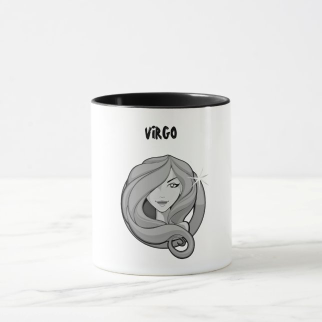 Taza Horóscopo de virgo blanco y negro (Centro)