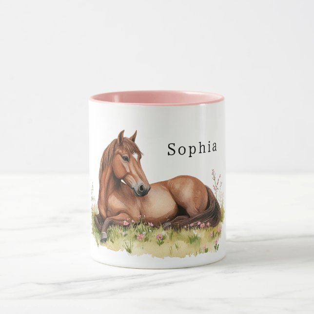 Taza Horse Flowers in Grass (Centro)
