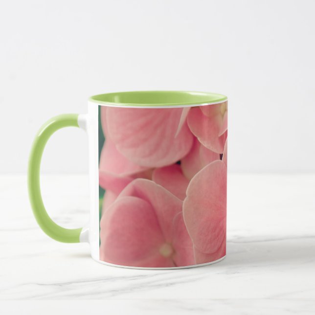 Taza Hortensia Hydrangea flores rosadas pastel florales (Izquierda)