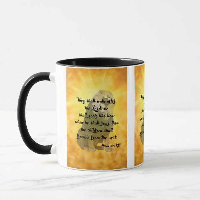 Taza Hosea 11:10 Biblia Verse Mug de dos tonos (Izquierda)