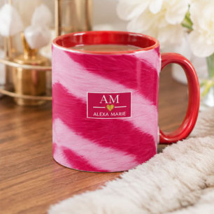 Taza Hot Baby Pink Faux Fur Zebra Stripe Soft Glam