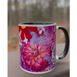Taza Hot Pink Abstract Floral Dahlia Coffee