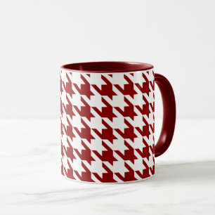 Taza Houndstooth blanco rojo oscuro Pied de Poule Check