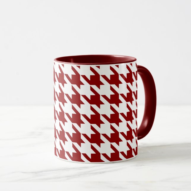 Taza Houndstooth blanco rojo oscuro Pied de Poule Check (Anverso derecho)