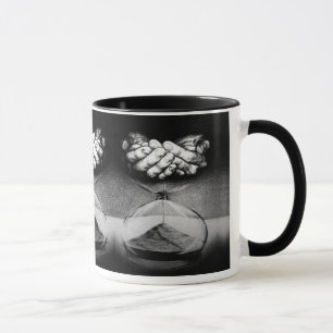Taza Hourglass hand Pencil Drawing Surreal art