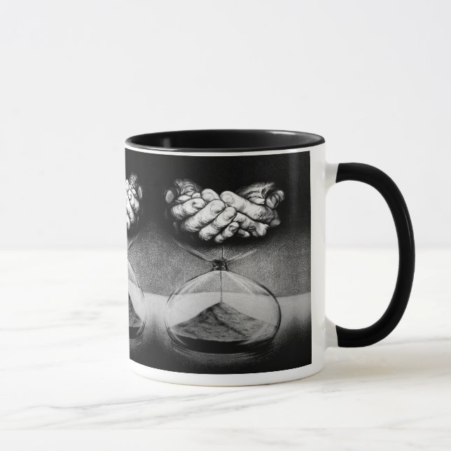 Taza Hourglass hand Pencil Drawing Surreal art (Derecha)