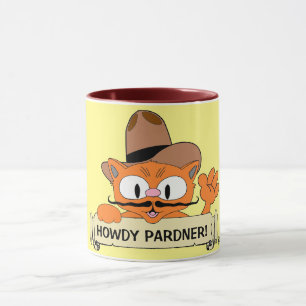 Taza "¡HOWDY PARDNER!" Personalizado Cowboy Mustache C