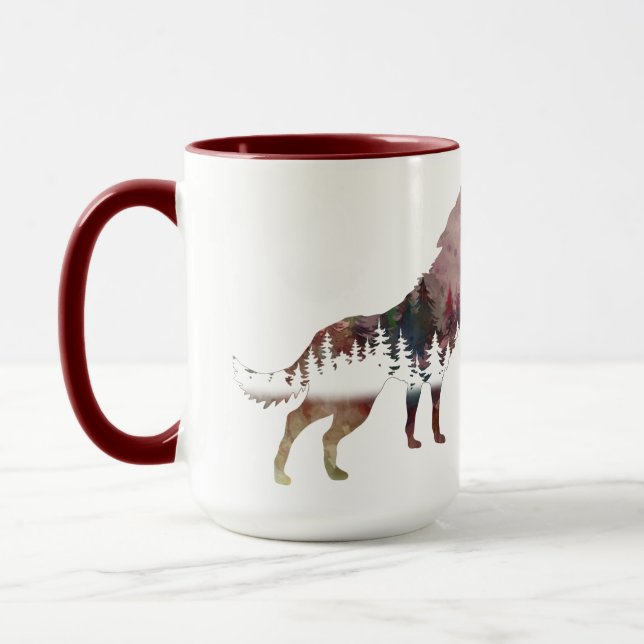 Taza Howling Wolf Watercolor Wildlife Mug (Izquierda)