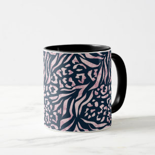 Taza Huella animal, leopardo, tigre, azul, rosa, piel,