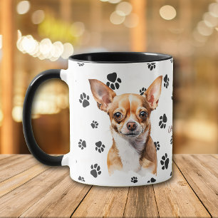 Taza Huella de Perro Chihuahua Marrón que Amo