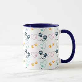 Taza Huellas de patas de amante de perro lindo
