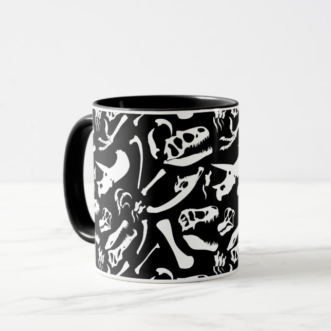 Taza Huesos de dinosaurio (negro) (Anverso izquierdo)