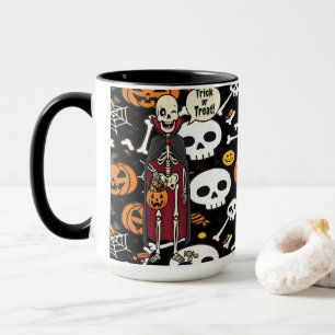 Taza Huesos espeluznantes y esqueletos para Halloween