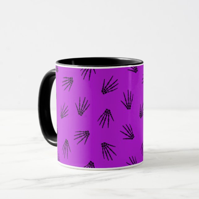 Taza Huesos morados elegantes Halloween de época (Anverso izquierdo)