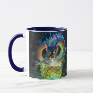 Taza Huevo de dragón verde fantástico lindo