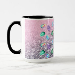Taza Huevo de Pascua Pink Purple Tie Dye Purpurina Glam