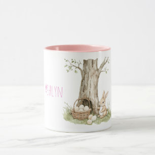 Taza Huevos de Pascua de conejo en árbol de cesta