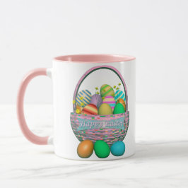 Taza Huevos de Pascua pintados en la canasta