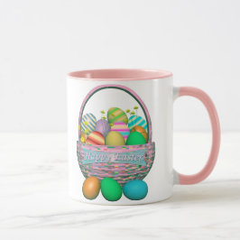 Taza Huevos de Pascua pintados en la canasta