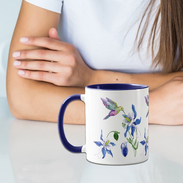 Taza Hummingbird Blue Columbine Garden (Subido por el creador)