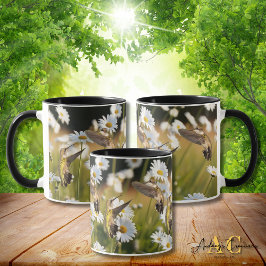 Taza Hummingbird con trompeta de rubí "Campo de Daisys"