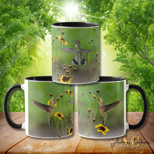 Taza Hummingbird con trompetas de rubí "en coreopsis de (Subido por el creador)