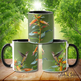 Taza Hummingbird con trompetas de rubí "en Cuphea"