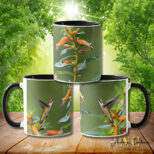 Taza Hummingbird con trompetas de rubí "en Cuphea"